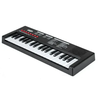 Dětské piano, 37 kláves, přenosné elektrické piano s 8 rytmy, 8 zvuky a 22 demy, černé