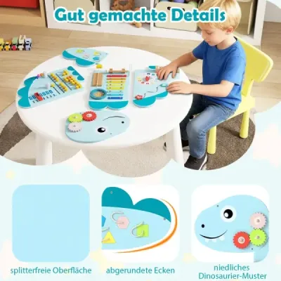 Dětská senzorická hračka s dinosaury pro batolata, 11 v 1, Montessori, dřevěná, modrá