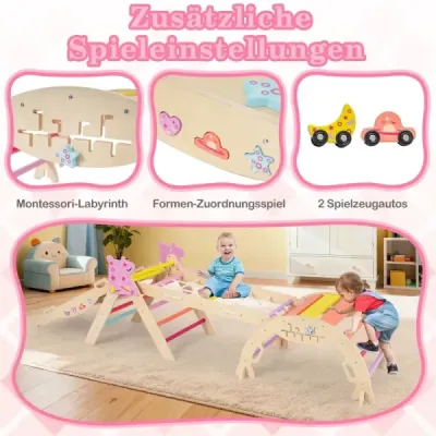 Trojúhelníková sada 8 v 1 Skládací lezecká hračka Montessori Dřevěná lezecká sada Lezecký rám pro děti Barevný