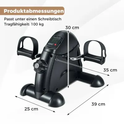 Mini pedálový trenažér s LCD displejem, přenosný domácí trenažér pro trénink paží a nohou, černý