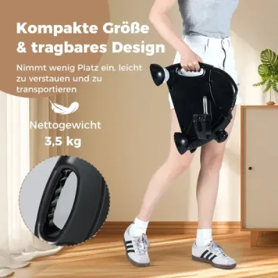 Mini pedálový trenažér s LCD displejem, přenosný domácí trenažér pro trénink paží a nohou, černý