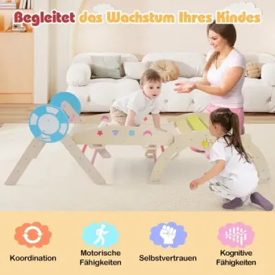 3dílná sada prolézačky se skluzavkou, lezeckým obloukem a sadou stavebnic skládací lezecký trojúhelník vícebarevná