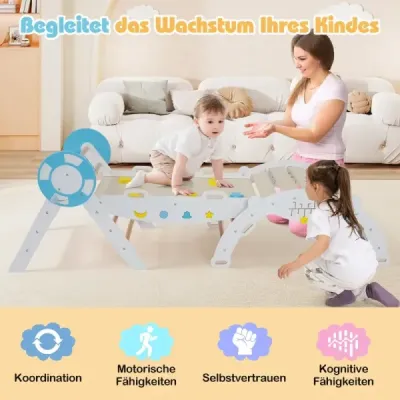 3dílná sada prolézačky se skluzavkou, lezeckým obloukem a sadou stavebnic skládací lezecký trojúhelník, bílá