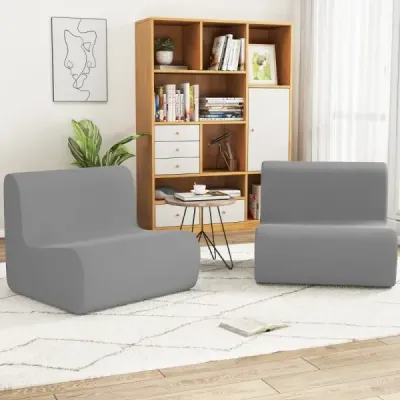 Sedací vak, pohodlná podlahová pohovka s měkkým sametem a ergonomickou oporou, pohodlné křeslo pro čtení pro jednoho, šedá