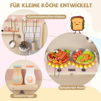 Busy board im Zugform für Kinder Wandmontiertes Activity Board mit Kommode Werkzeugkasten Spielküche Bunt