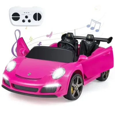 Dětské elektrické auto RUF s licencí, 12V bateriové elektrické vozidlo s dálkovým ovládáním pro rodiče, růžové