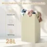 Volně stojící koš na prádlo, dřevěná truhla na prádlo, koš na prádlo s víkem a kapsou, bílý