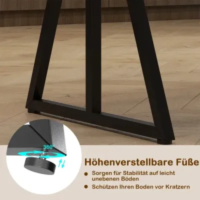 5dílná jídelní souprava pro 4-6 osob, industriální obdélníkový kuchyňský stůl se 2 lavicemi, hnědá