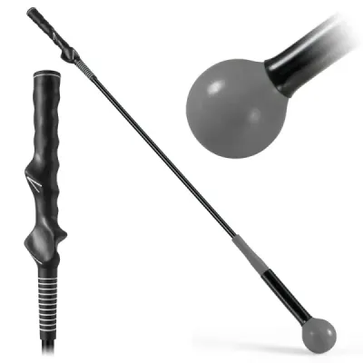 Golfová tréninková pomůcka pro trénink švihu 100 cm se zátěžovou hlavou pro rytmus úchopu flexibilitu rovnováhu šedá