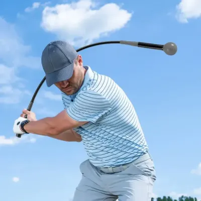 Golfová tréninková pomůcka pro trénink švihu 100 cm se zátěžovou hlavou pro rytmus úchopu flexibilitu rovnováhu šedá