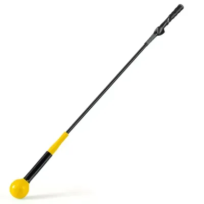 Golfová tréninková pomůcka 100 cm se zátěžovou hlavou pro rytmus úchopu flexibilitu rovnováhu žlutá