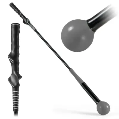 Golfová tréninková pomůcka 80 cm se zátěžovou hlavou pro rytmus úchopu flexibilitu rovnováhu šedá