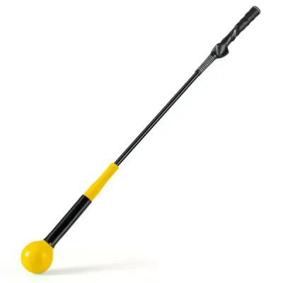 Golfová tréninková pomůcka 80 cm se zátěžovou hlavou pro rytmus úchopu flexibilitu rovnováhu žlutá