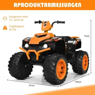 12V elektrická dětská čtyřkolka se světlometem Mini elektrická čtyřkolka s hudbou a klaksonem Dětské auto oranžové