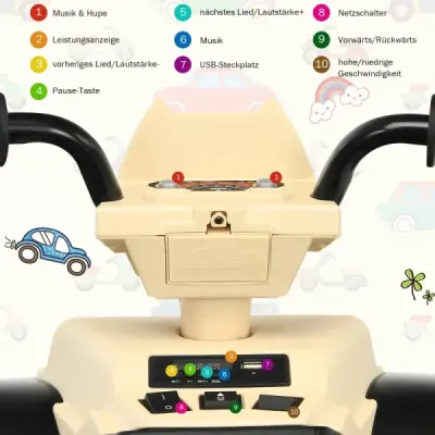 12V elektrická dětská čtyřkolka se světlometem Mini elektrická čtyřkolka s hudbou a klaksonem Dětské auto žluté barvy