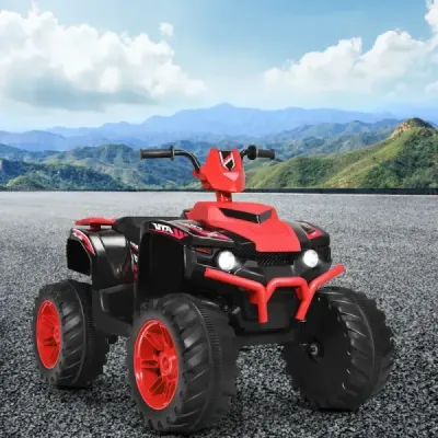 12V elektrická dětská čtyřkolka se světlometem Mini elektrická čtyřkolka s hudbou a klaksonem   pro děti od 3 let Červená barva