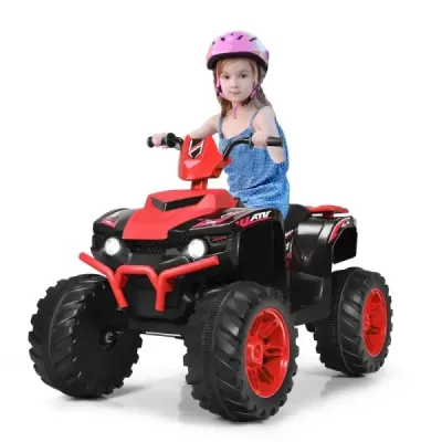12V elektrická dětská čtyřkolka se světlometem Mini elektrická čtyřkolka s hudbou a klaksonem   pro děti od 3 let Červená barva