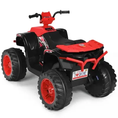 12V elektrická dětská čtyřkolka se světlometem Mini elektrická čtyřkolka s hudbou a klaksonem   pro děti od 3 let Červená barva
