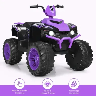 12V elektrická dětská čtyřkolka se světlometem Mini elektrická čtyřkolka s hudbou a klaksonem Fialová barva