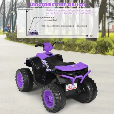 12V elektrická dětská čtyřkolka se světlometem Mini elektrická čtyřkolka s hudbou a klaksonem Fialová barva