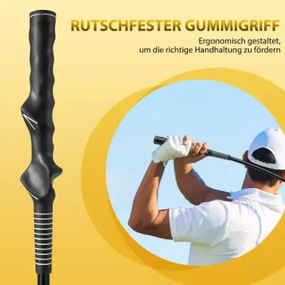Golfová tréninková pomůcka 80 cm se zátěžovou hlavou pro rytmus úchopu flexibilitu rovnováhu žlutá