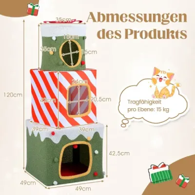 Vánoční stromek pro kočky 120 cm roztomilý prolézací nábytek