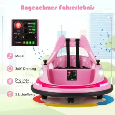 Dětské elektrické odrážedlo na baterie 12V s dálkovým ovládáním a dvojitými joysticky 360° rotace Růžová barva