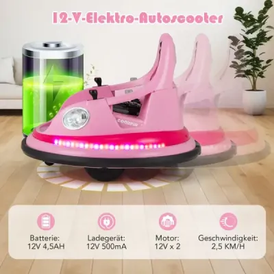 Dětské elektrické odrážedlo na baterie 12V s dálkovým ovládáním a dvojitými joysticky 360° rotace Růžová barva