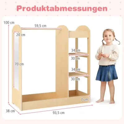 Šatní skříň pro děti Kostýmová skříň pro děti se zrcadlem 93,5 x 38 x 100 cm Příroda