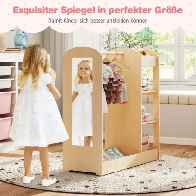Šatní skříň pro děti Kostýmová skříň pro děti se zrcadlem 93,5 x 38 x 100 cm Příroda