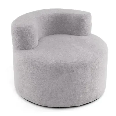 Jednolůžková pohovka ve tvaru měsíce s výplní z měkkého plyšového rouna a zakřiveným opěradlem křesla beanbag šedá