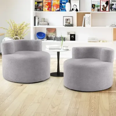 Jednolůžková pohovka ve tvaru měsíce s výplní z měkkého plyšového rouna a zakřiveným opěradlem křesla beanbag šedá
