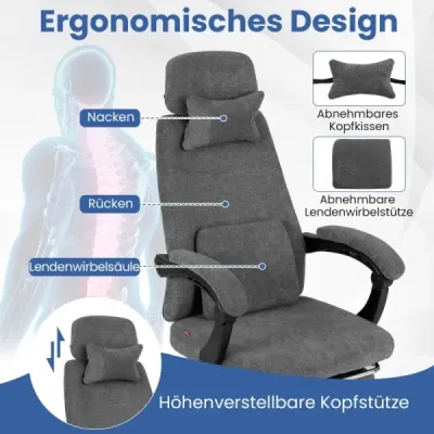 Ergonomická kancelářská židle s výsuvnou podnožkou a nastavitelným opěradlem