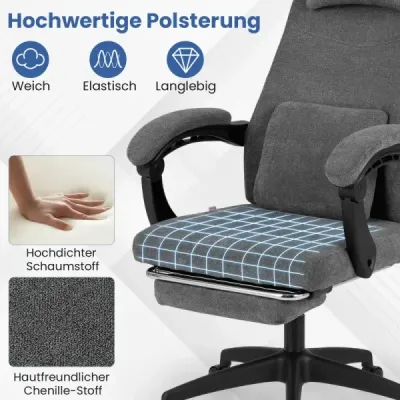 Ergonomická kancelářská židle s výsuvnou podnožkou a nastavitelným opěradlem