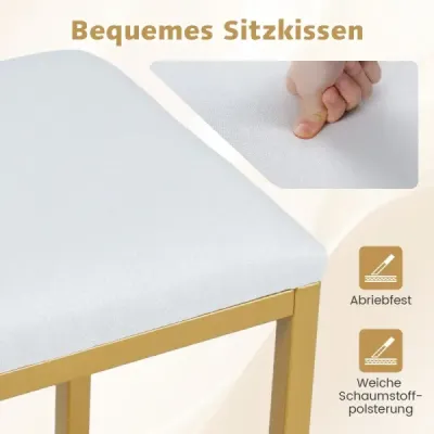 Vizážistická stolička malá vizážistická židle s měkkým čalouněným sedákem a moderními kovovými nohami zlaté barvy bílá