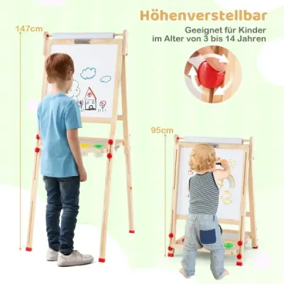 Dřevěný výtvarný stojan pro děti 3 v 1 skládací oboustranný magnetický stojan s tabulí Příroda