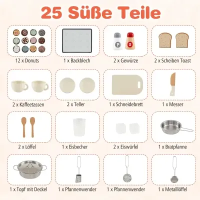 Dětská hrací kuchyňka s vařičem a světlem a zvukem Dřevěná hrací kuchyňka na vaření pro děti od 3 let Bílá