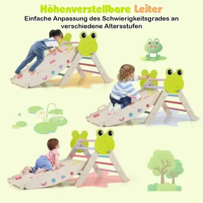 3dílná sada prolézaček se skluzavkou, lezeckým obloukem, oboustrannou rampou a lezeckým trojúhelníkem, vícebarevná