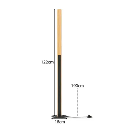 Bambusová stojací lampa stmívatelná LED rohová lampa s nožním spínačem 3000K-6000K 122 cm příroda
