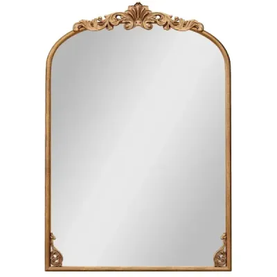 Obloukové nástěnné zrcadlo Golden tradiční vintage barokní zrcadlo s kovovým rámem starožitné obloukové zrcadlo 95 cm x 66 cm