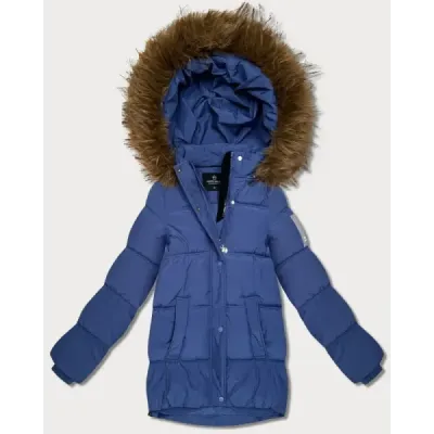 Péřová bunda s kapucí modrá MODA60612
