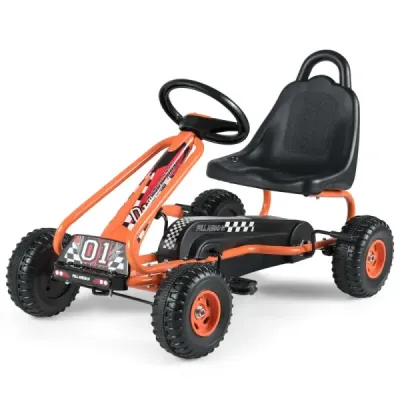 Motokára s nastavitelným sedadlem a ruční brzdou Šlapací auto s nosností až 30 kg Šlapací motokára oranžová