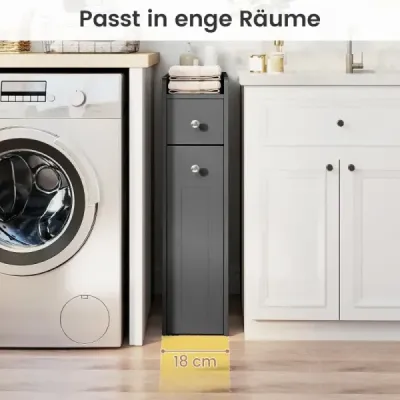 Malá koupelnová skříňka 4patrová úzká skříňka s výsuvnými zásuvkami Grey