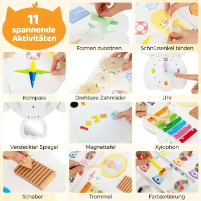 11 v 1 Busy Board Baby Owls Activity Wall s panely Montessori dřevěné hračky Vzdělávací hračky