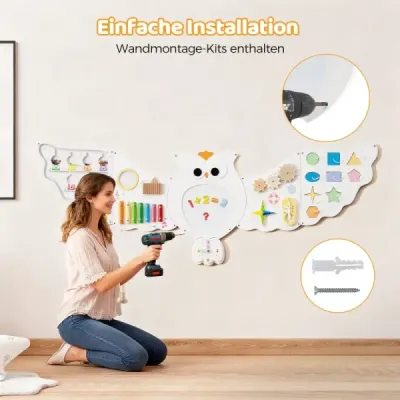 11 v 1 Busy Board Baby Owls Activity Wall s panely Montessori dřevěné hračky Vzdělávací hračky