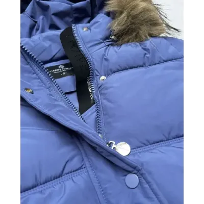 Péřová bunda s kapucí modrá MODA60612