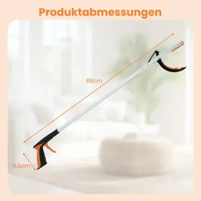 Extra dlouhý 88 cm zahradní drapák a tyč na sběr odpadků Lehký hliníkový drápek Stříbrný