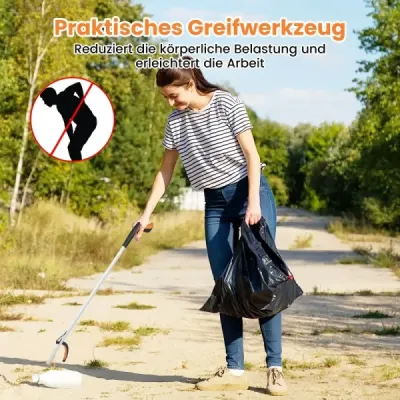 Extra dlouhý 88 cm zahradní drapák a tyč na sběr odpadků Lehký hliníkový drápek Stříbrný