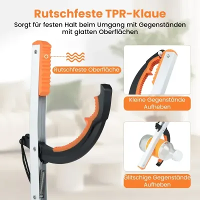 Sada 2 extra dlouhých 88 cm zahradních drapáků a tyčí na sběr odpadků Lehký hliníkový drápek stříbrný