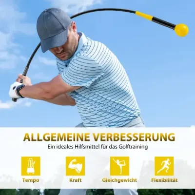 120cm golfový trenažér se zátěžovou hlavou golfová tréninková pomůcka trenažér švihu žlutý